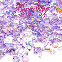 Mixed Shape Resin Rhinestones Tanzanite AB Purple Transparent Rhinestones, Heart, Round, Star, Moon, Diamond Flat Back Loose Rhinestones - 500pcs