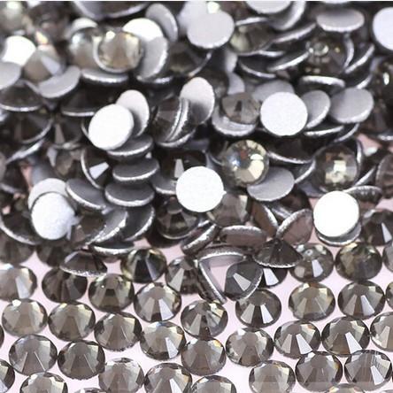ss3/1mm Black Diamond Gray Glass Round Flat Back Loose Rhinestones - 1440pcs