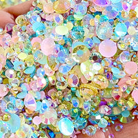 2-6mm Mixed Pink, Aqua, Champagne Jelly Round Flat Back Loose Rhinestones #28 - 5000pcs