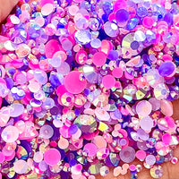 2-6mm Mixed Pink, Purple Jelly Round Flat Back Loose Rhinestones #29 - 5000pcs