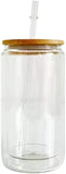 16oz Snow Globe Glass Double Wall Sublimation Tumbler Pre Drilled Snowglobe Beer Can with Bamboo Lid & Straw