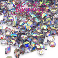 Mixed Shape Resin Rhinestones Black Diamond AB Gray Transparent Rhinestones, Heart, Round, Star, Moon, Diamond Flat Back Loose Rhinestones - 500pcs *DISCLAIMER*