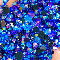 2-6mm Mixed Black, Purple, Blue Jelly Round Flat Back Loose Rhinestones #31 - 5000pcs