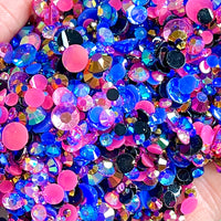 2-6mm Mixed Rose Gold, Pink, Blue Jelly Round Flat Back Loose Rhinestones #32 - 5000pcs