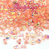 Mixed Shape Resin Rhinestones Coral Peach AB Transparent Rhinestones, Heart, Round, Star, Moon, Diamond Flat Back Loose Rhinestones - 500pcs