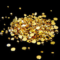 4mm Shiny Gold Metallic Resin Round Flat Back Loose Pearls - 2500pcs