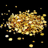 10mm Shiny Gold Metallic Resin Round Flat Back Loose Pearls - 500pcs