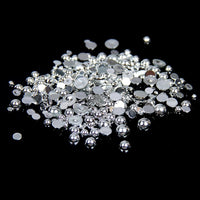 8mm Shiny Silver Metallic Resin Round Flat Back Loose Pearls - 500pcs
