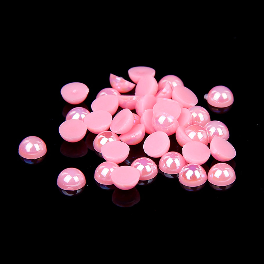 3mm Pink AB Resin Round Flat Back Loose Pearls - 2500pcs
