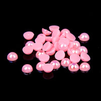 8mm Pink AB Resin Round Flat Back Loose Pearls - 500pcs