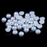 8mm Light Gray AB Resin Round Flat Back Loose Pearls - 500pcs