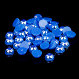 8mm Blue AB Resin Round Flat Back Loose Pearls