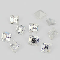 6mm Clear Glass Square Pointback Chatons Rhinestones - 10pcs