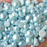 2-10mm Mixed Light Blue Flatback Half Round Pearls - 30 grams / 500 pieces - Loose, Bling, Nail Art, Decoden TDK-P082 - TheDecoKraft
