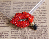 RED Lips and Lipstick Alloy Rhinestone Gold Decoden Kawaii Cabochon