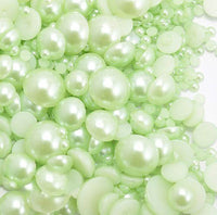 2-10mm Mixed Light Green Flatback Half Round Pearls - 30 grams / 500 pieces - Loose, Bling, Nail Art, Decoden TDK-P081 - TheDecoKraft