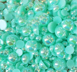 2-10mm Mixed Seafoam Green AB Flatback Half Round Pearls - 30 grams / 500 pieces - Loose, Bling, Nail Art, Decoden TDK-P067 - TheDecoKraft