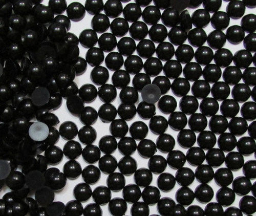 5mm Black Flatback Half Round Pearls - 17 grams / 500 pieces - Loose, Bling, Nail Art, Decoden TDK-P004 - TheDecoKraft - 1