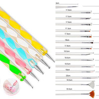 20 Pieces Nail Art Brush Set, Two Way Picker Pen, Painting, Drawing, Dotting, Polish Brush, Fan Brush, Manicure Tools, Nail Polish Brushes