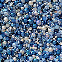 2-10mm Mixed Pearls and Rhinestones Resin Round Flat Back Loose Pearls #85 - 2000pcs
