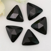 18mm Black Onyx Glass Triangle Pointback Chatons Rhinestones - 10pcs