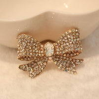 Gold Bow with Crystal AB Rhinestones Bling Cabochon Alloy Metal Decoden