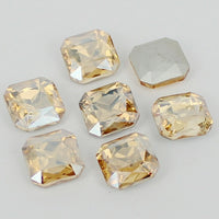 14mm Champagne Glass Square Pointback Chatons Rhinestones - 10pcs