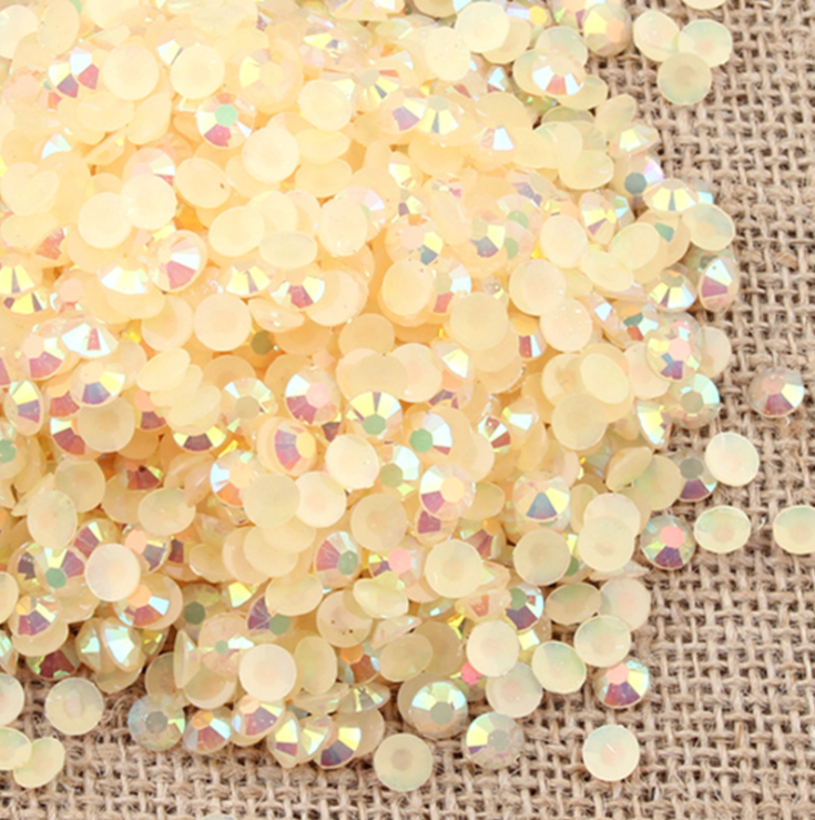 2-6mm Mixed Champagne Jelly Resin Round Flat Back Loose Rhinestones