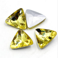 14mm Yellow Glass Triangle Pointback Chatons Rhinestones - 10pcs