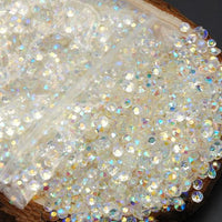 2-6mm Mixed Crystal Clear AB Transparent Jelly Round Flat Back Loose Rhinestones Non Hotfix