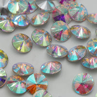 16mm Clear AB Glass Round Pointback Rivoli Rhinestones - 10pcs