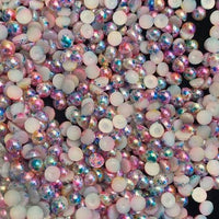 4mm Confetti Mix Color Pearls Resin Round Flat Back Loose Pearls