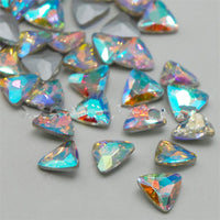 23mm Clear AB Glass Triangle Pointback Chatons Rhinestones - 5pcs