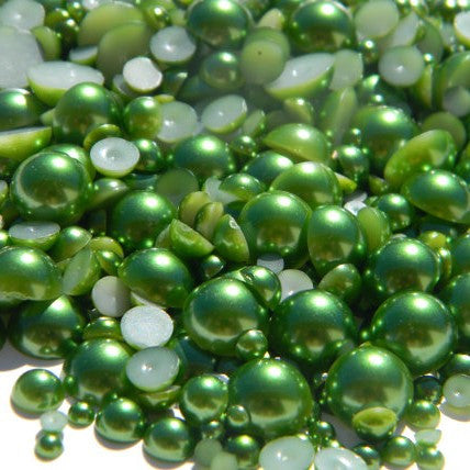 8mm Dark Green Flatback Half Round Pearls - BULK 2,000 pieces - Loose, Bling, Nail Art, Decoden - TheDecoKraft