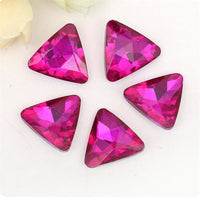 14mm Fuchsia Glass Triangle Pointback Chatons Rhinestones - 10pcs