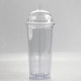 20oz Acrylic Snow Globe Tumbler Cup with Dome Lid & Straw, Double Wall Clear Insulated Snowglobe Tumbler