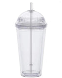 20oz Acrylic Snow Globe Tumbler Cup with Dome Lid & Straw, Double Wall Clear Insulated Snowglobe Tumbler