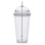 20oz Acrylic Snow Globe Tumbler Cup with Dome Lid & Straw, Double Wall Clear Insulated Snowglobe Tumbler