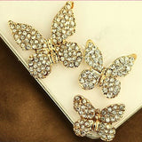 Butterfly Trio Rhinestones Gold Bling Flatback Cabochon Alloy Metal Decoden