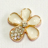 Flower Gold & Pink, Black , White with Rhinestone Bling Cabochon Alloy Metal Decoden