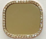 Square Mirror Rhinestone Gold Bling Cabochon Alloy Metal Decoden
