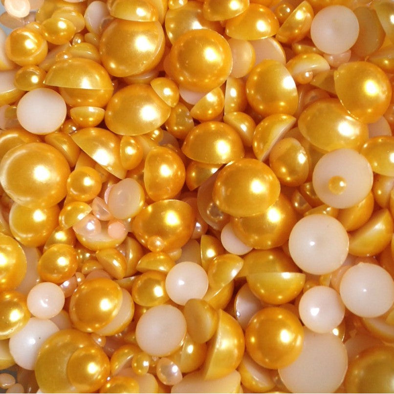 2mm Golden Yellow Flatback Half Round Pearls - BULK 10,000 pieces - Loose, Bling, Nail Art, Decoden TDK-P114 - TheDecoKraft
