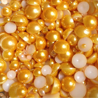 9mm Golden Yellow Flatback Half Round Pearls - 29 grams / 150 pieces - Loose, Bling, Nail Art, Decoden TDK-P121 - TheDecoKraft