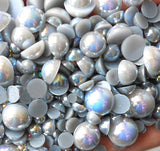 2-10mm Mixed Gray AB Flatback Half Round Pearls - 30 grams / 500 pieces - Loose, Bling, Nail Art, Decoden TDK-P065 - TheDecoKraft