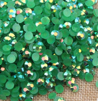 2-6mm Mixed Emerald Green AB Jelly Round Flat Back Loose Rhinestones Non Hotfix