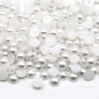2-10mm White Resin Round Flat Back Loose Pearls - 1000pcs