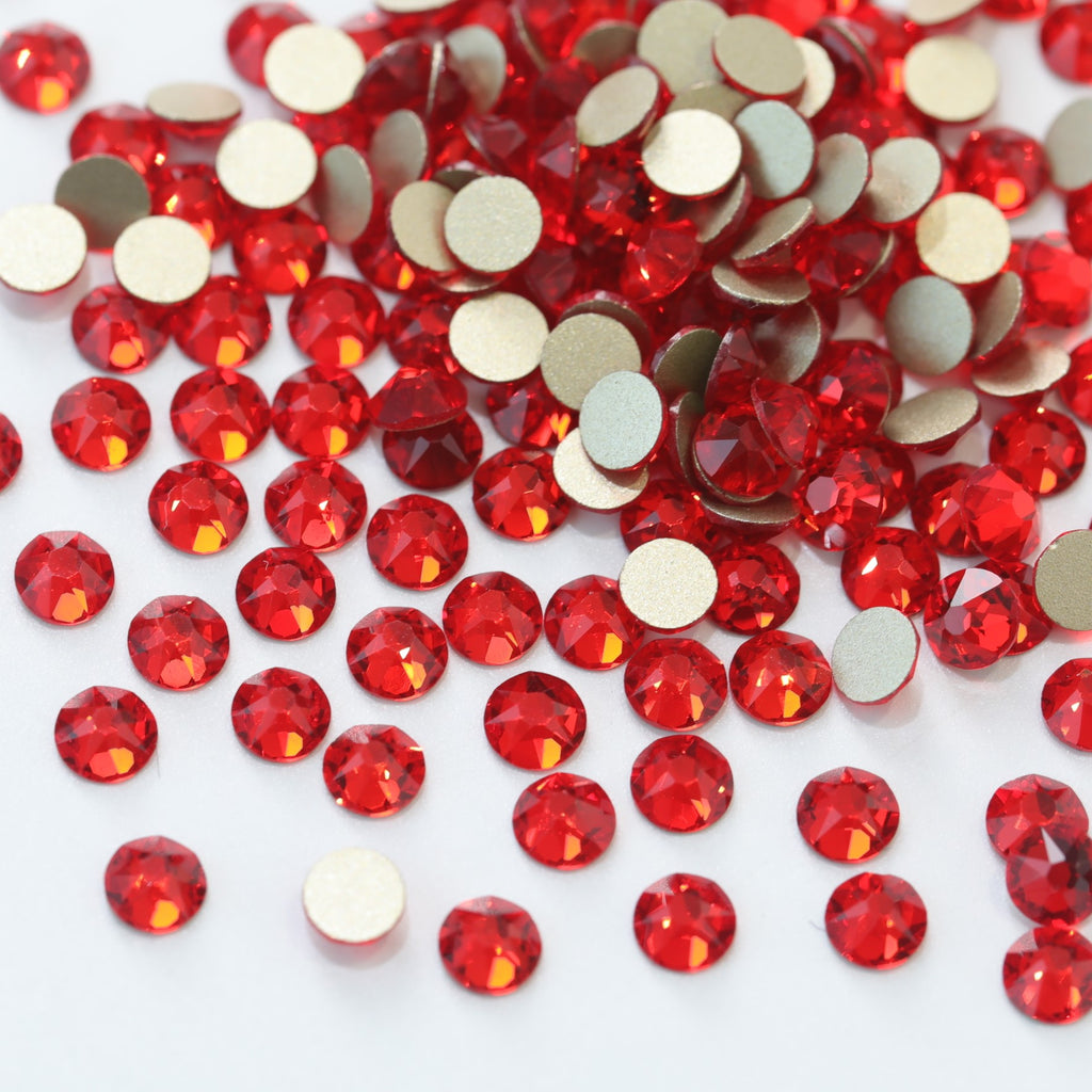 A1 Light Siam Red Glass Round Flat Back Loose Rhinestones 288 14400