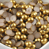6mm Gold Matte Resin Round Flat Back Loose Pearls - 1000pcs