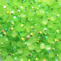 6mm Bright Green AB Jelly Resin Round Flat Back Loose Rhinestones