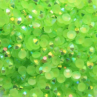 2-6mm Mixed Bright Green Jelly Resin Round Flat Back Loose Rhinestones
